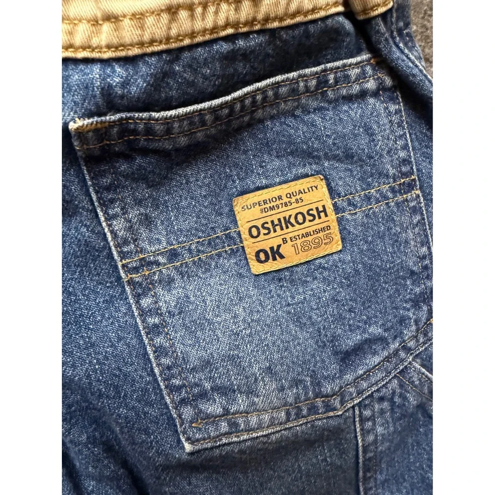 VTG OshKosh Bgosh Boys 4T Carpenter Denim Shorts Blue Pigment Dye NWT 335-9105